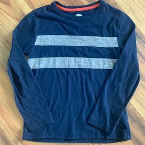 Boys blue and gray striped shirt fair used condition old navy youth 8